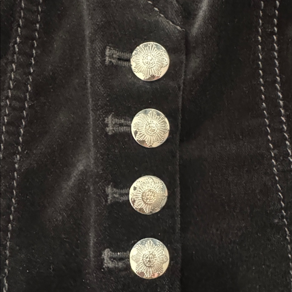 White House Black Market Black Velvet Blazer Fitted Gold Button Jacket Size 6 - Picture 4 of 8